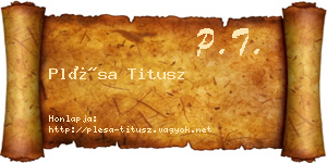 Plésa Titusz névjegykártya